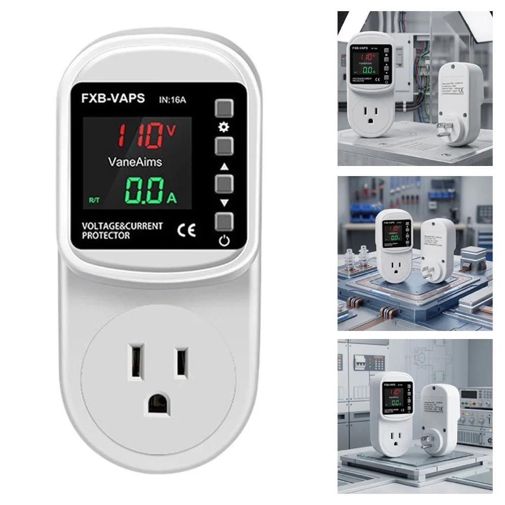 Voltage Protector 16A for 110V Systems Real Time Monitoring Overvoltage Undervoltage and Overcurrent Safeguards