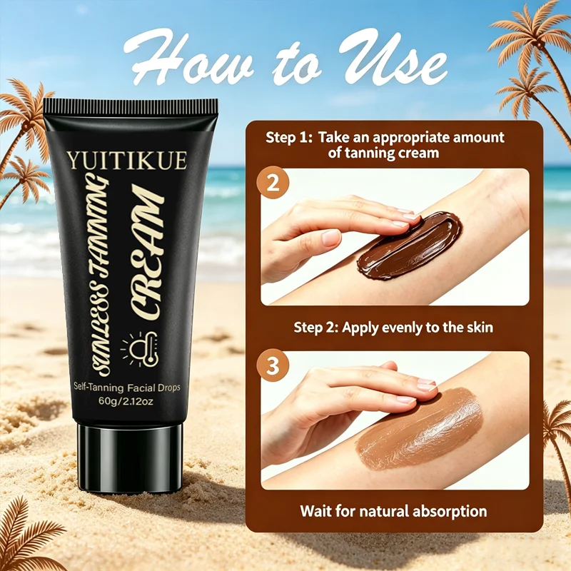 YUITIKUE Sunless Tanning Cream, For Face & Body, Hydrating & Nourishing, Achieve Natural Sun-Kissed Glow Easily