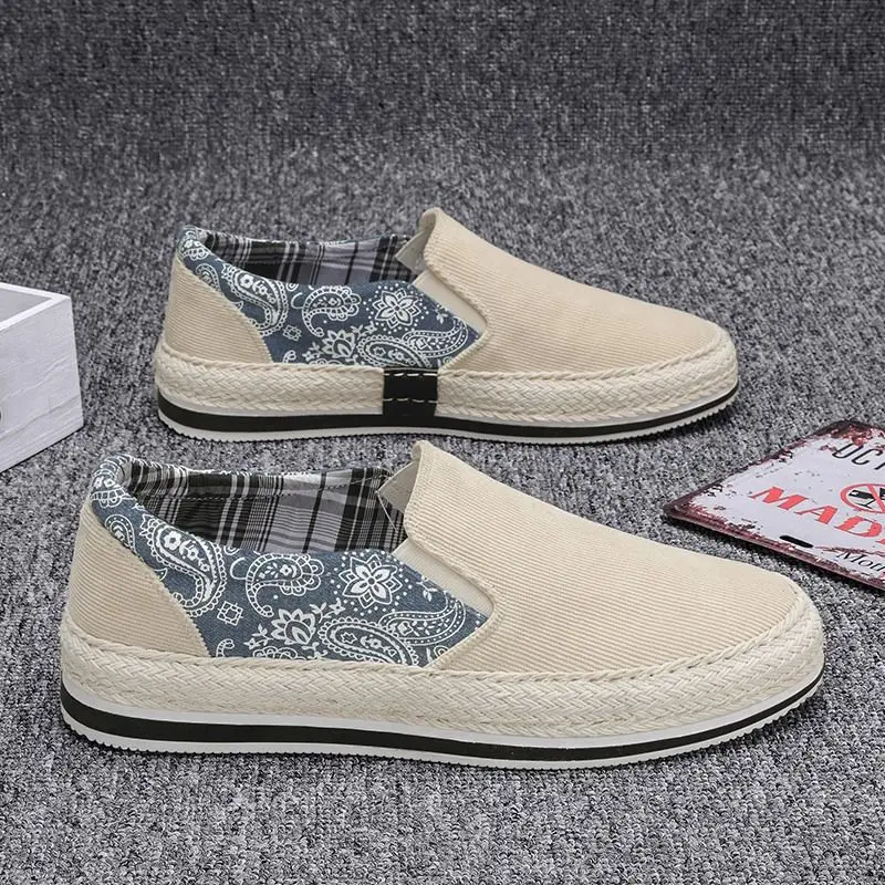 Men's Summer Canvas Slip on Sneakers Casual Skate Shoes Height Increasing Loafers Breathable Comfort Walking Footwear