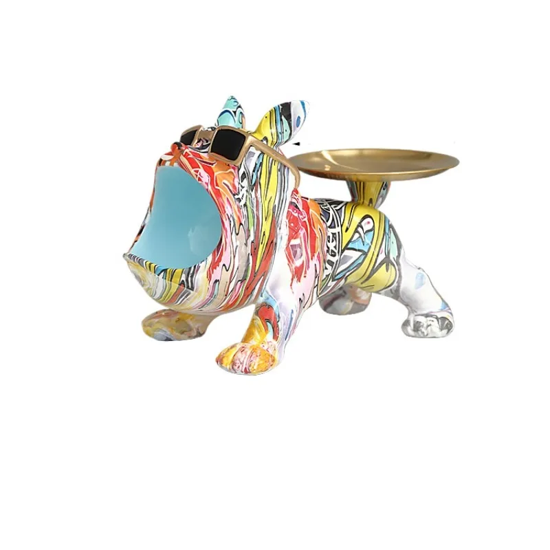 For colorful lucky dog key storage porch ornament home light luxury decoration 2 pcs