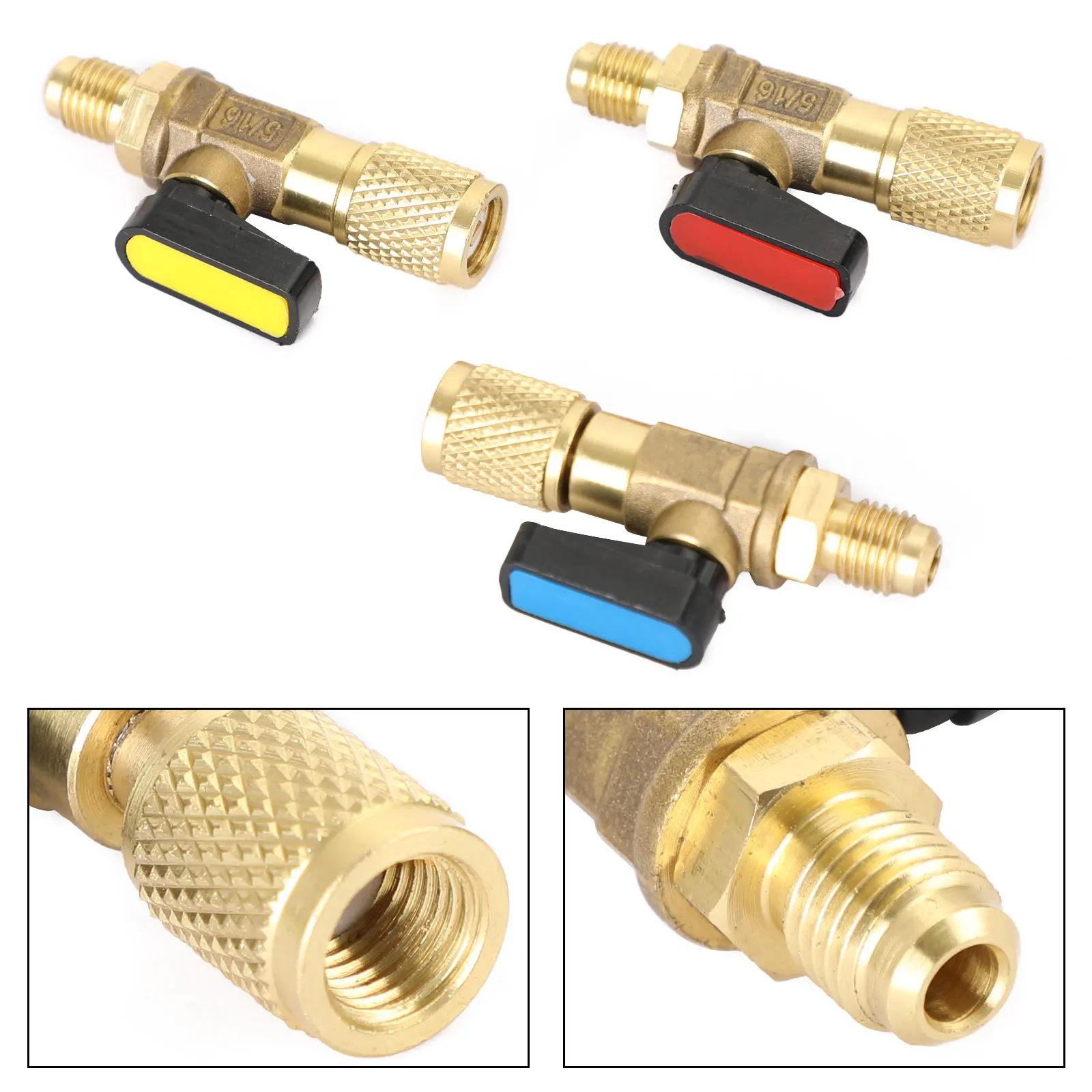 Artudatech 3pcs HVAC A/C Straight Shut-Off Ball Valve Adapter For R134a R22 R12 R410a 1/4\