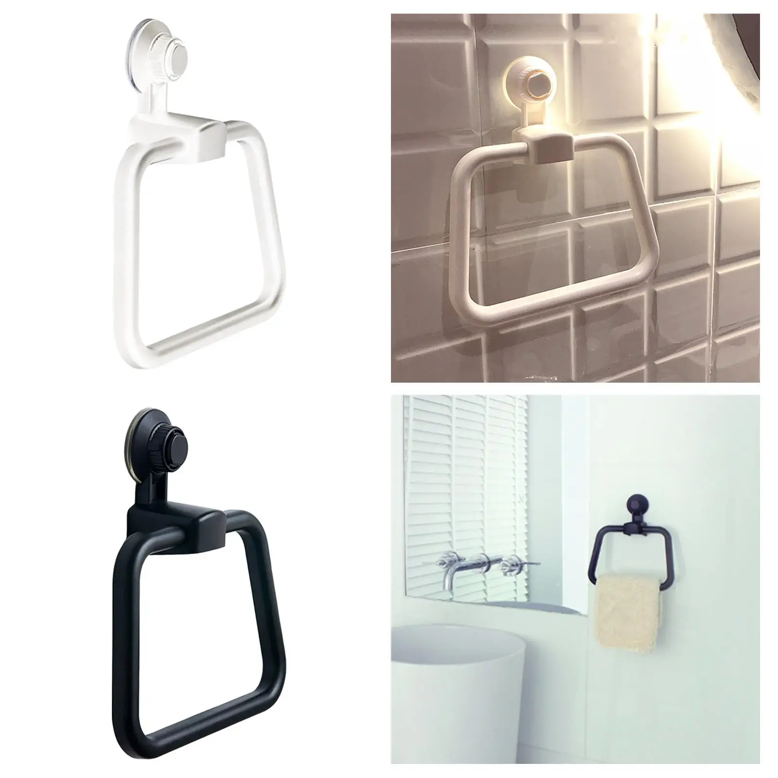 

Suction Towel Rings Hand Towel Holder Towel Bar Washcloth No Drilling Towel Hanger Vacuum Suction Towel Holder for Wall Bathroom
