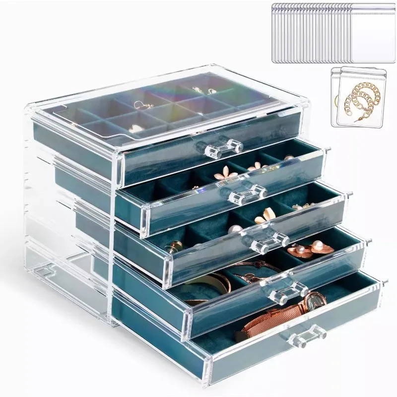 

Acrylic Jewelry Storage Box Earrings Drawer Jewellery Boxes Transparent Bracelet Necklace Storage Case Rings Earring Women Box