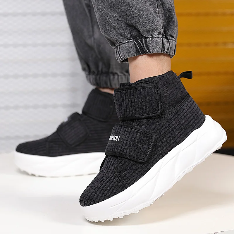 High-top Men's  Sneakers Flat Leather Designer Shoes For Men Platform Casual Sneakers Men Glossy Skate Shoes Tenis Masculino