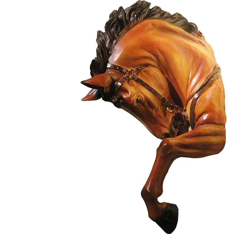 American Creative Resin War Horse Head Statue Wall Decor Crafts Animal Head Wall Decoration Living Room Bar Figurines Home Decor