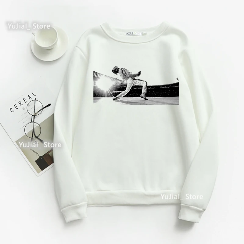 Vintage Freddie Mercury Grafik Druck Sweatshirt Frauen Kleidung Die Königin Band Hip Hop Hoodies Femme Winter/Frühling Trainingsanzug