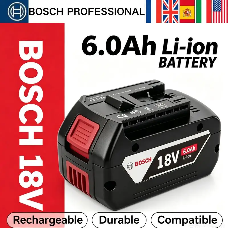NEW Bosch 18V Professional Lithium Battery 6.0AH Bosch for BAT609 BAT609G BAT618 BAT618G Rechargeable Power Tool 6Ah Battery
