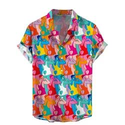 Camisas estampadas en 3D para hombre, camisas cortas con estampado de patrones Hentai, blusas divertidas de moda Vintage Y2k, novedad de verano