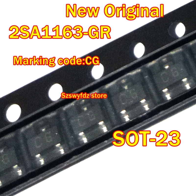 

New Original 2SA1163-GR SOT-23 Marking code:CG Small Signal Bipolar Transistor, 0.1A I(C), 120V