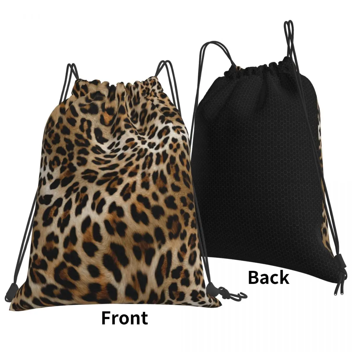 Leopard Pattern Backpacks Multi-function Drawstring Bags Drawstring Bundle Pocket Storage Bag Book Bags For Travel Students