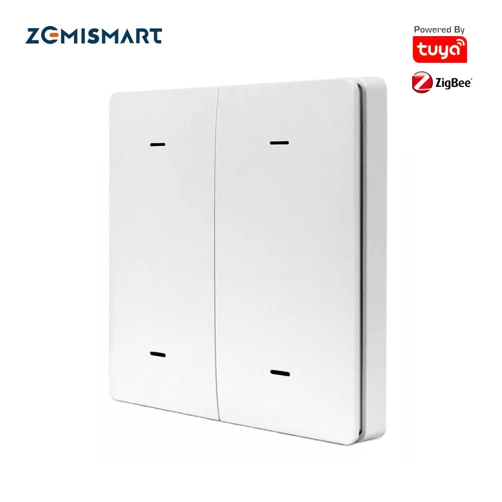 Zemismart Tuya Zigbee Wireless Scene Switch 1 2 3 4 Gangs Battery Powered Wall Remote with Push Button Smart Life App Control