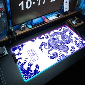 RGBドラゴンクールマウスパッドラージゲーマーLEDデスクマット用の明るいマウスパッドオフィスアクセサリーカラフルなキーボードパッド800x300 10ベストセールス800x300マウスパッド-10