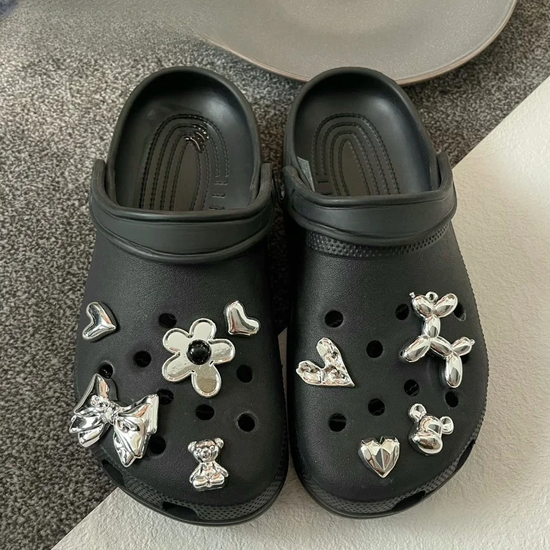 New Jibbitz SilveryDecorative Shoe Charms Set For Crocs Detachable DlY Shoes Accessories Ideal Gift Choice ABS Durable Material