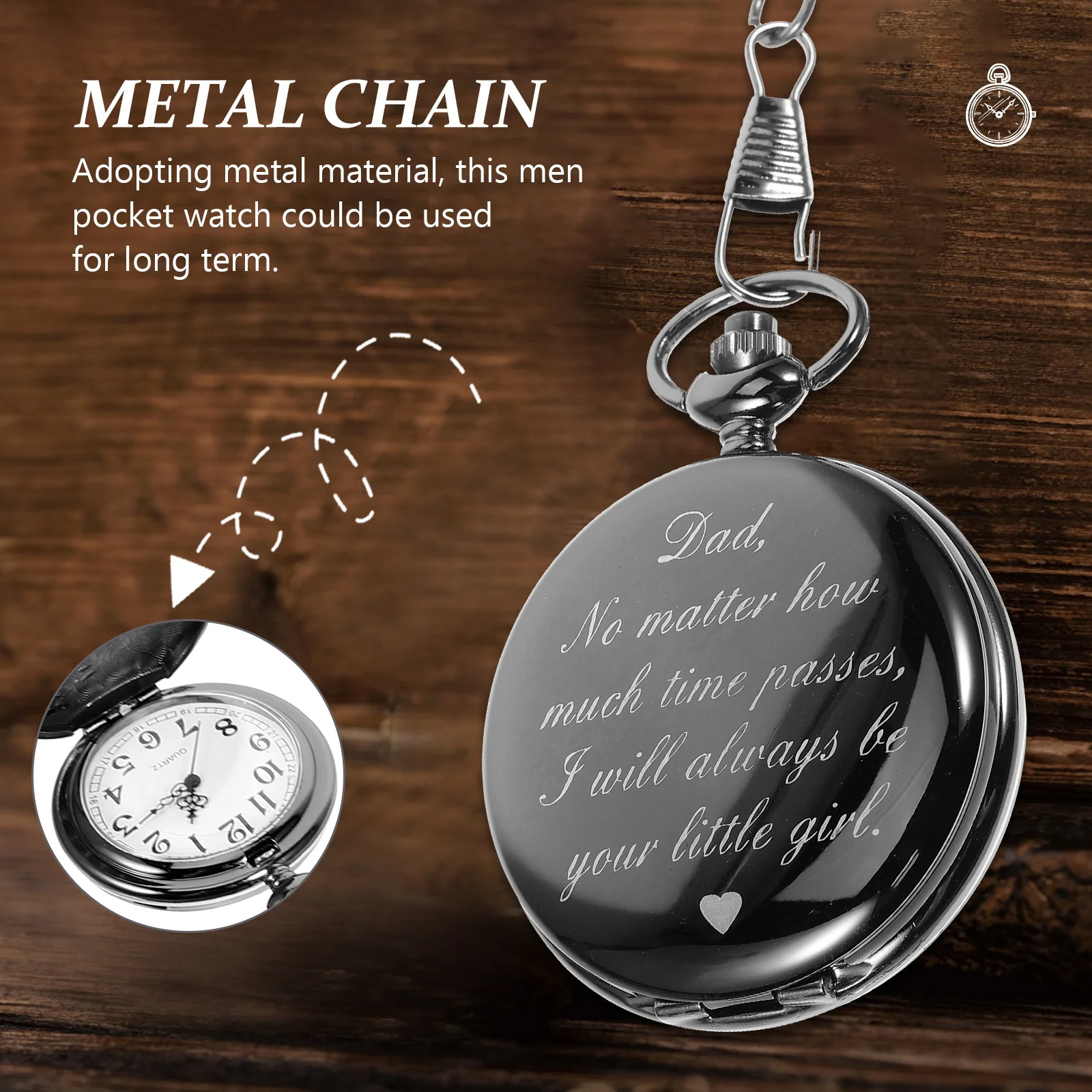 

Pocket Watch and Chain Watches for Men Vintage Dad Quartz Old Fashioned Men's Mens
