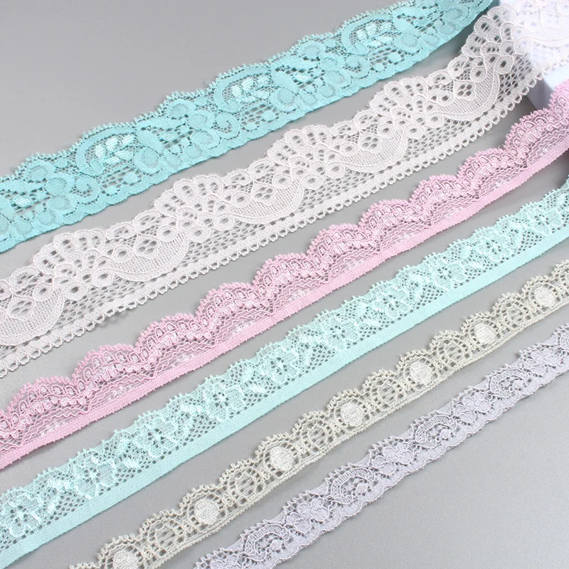 5Yards/Lot Elastic Lace Ribbon Embroidred Cotton Lace Farbic Elasticity Trimmings Clothing Underwear Sewing Tulle For Crafts