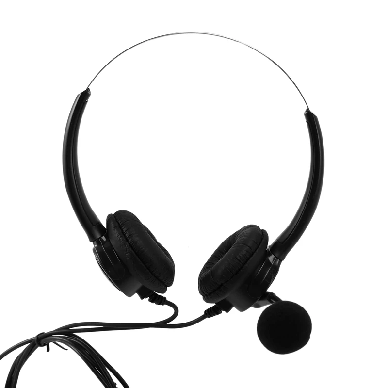 New 2X VH500D RJ9 Bilateral Headphone Hands-Free Call Center Noise Cancelling Corded With Adjustable Mic For Telephone Set