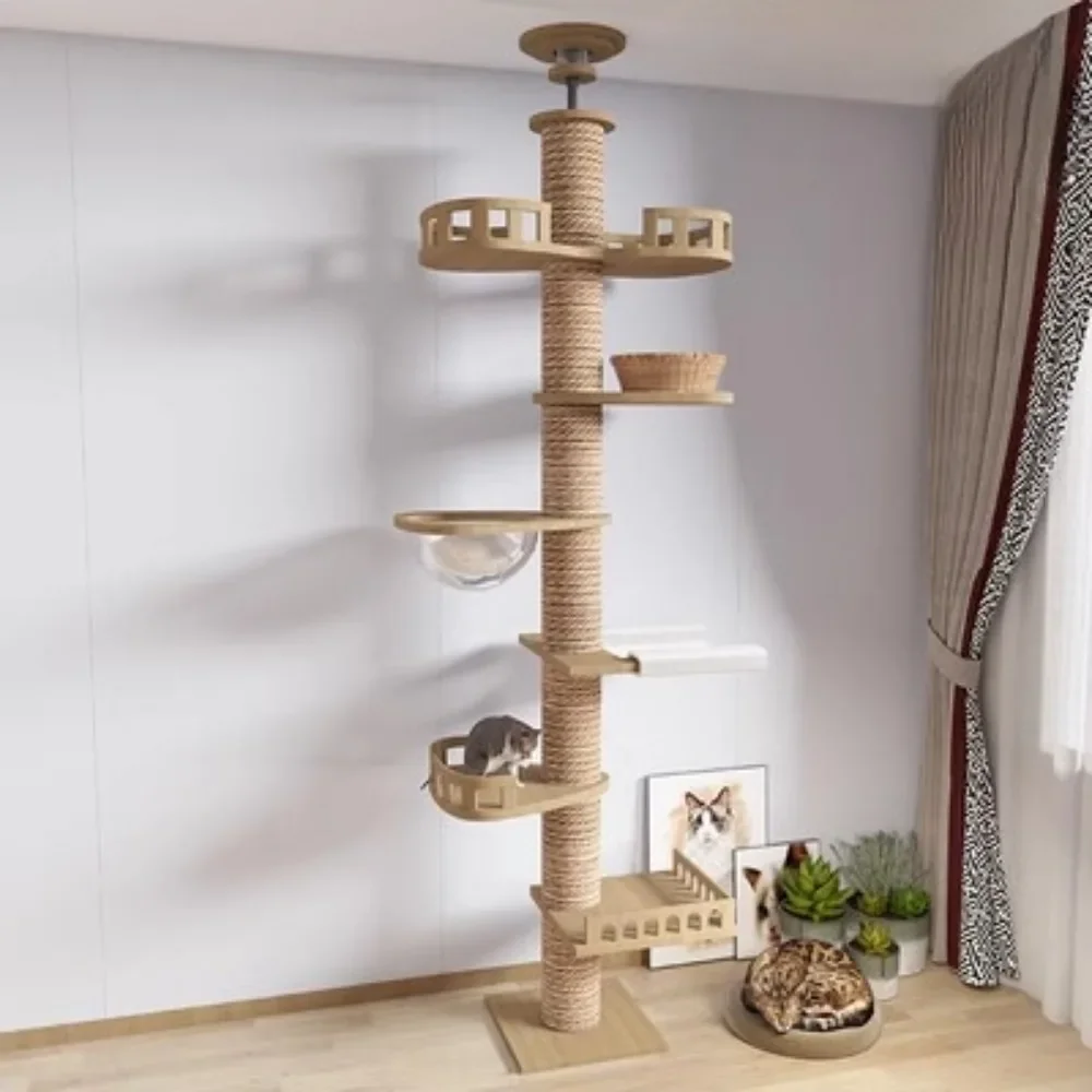 

Cat Supplies Wooden Cats Tree House Cat Toys Kitten Climbing Scratching Tower Multifunction