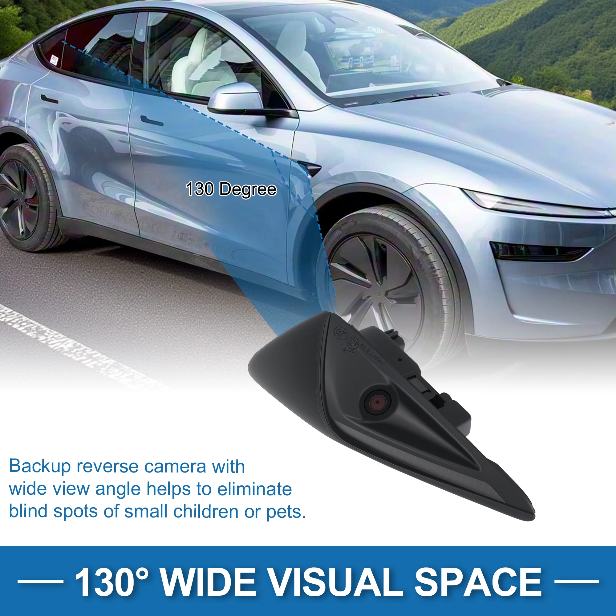 UXCELL Front Right Side Fender Wing Camera for Tesla Model 3 Y 2017-2022 1125107-50-J