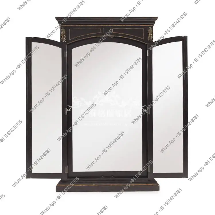 American retro floor solid wood full-length mirror floor mirror neoclassical floor storage double-door full-length mirror