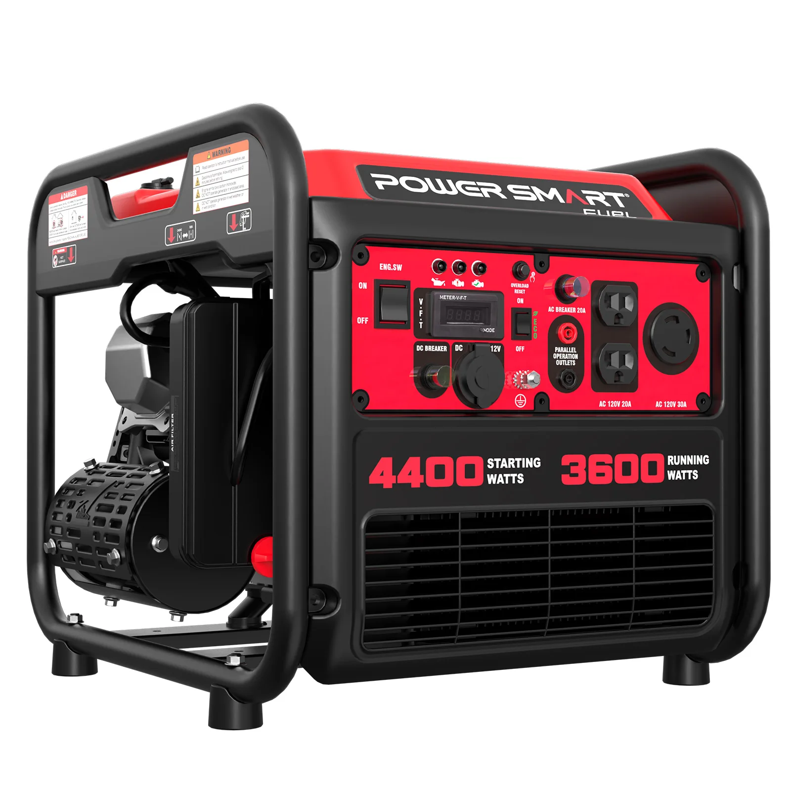 PowerSmart 4400W Portable Inverter Generator Gas Powered Lightweight Quiet for Home RV Ready 30A Outlet