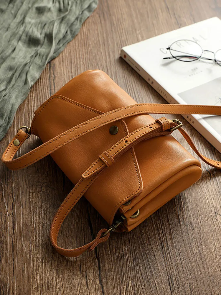 Luxury Fashion Pretty Girls Leather Shoulder Bag 100% Genuine Leather Bags For Woman Small Female Sling Bag Crossbody Bag