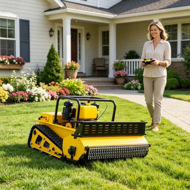 High Performance Tracked Remote Lawn Mower Durable Diesel Power Wide Cutting With CE EPA For Hillside Orchard Weeding Customized