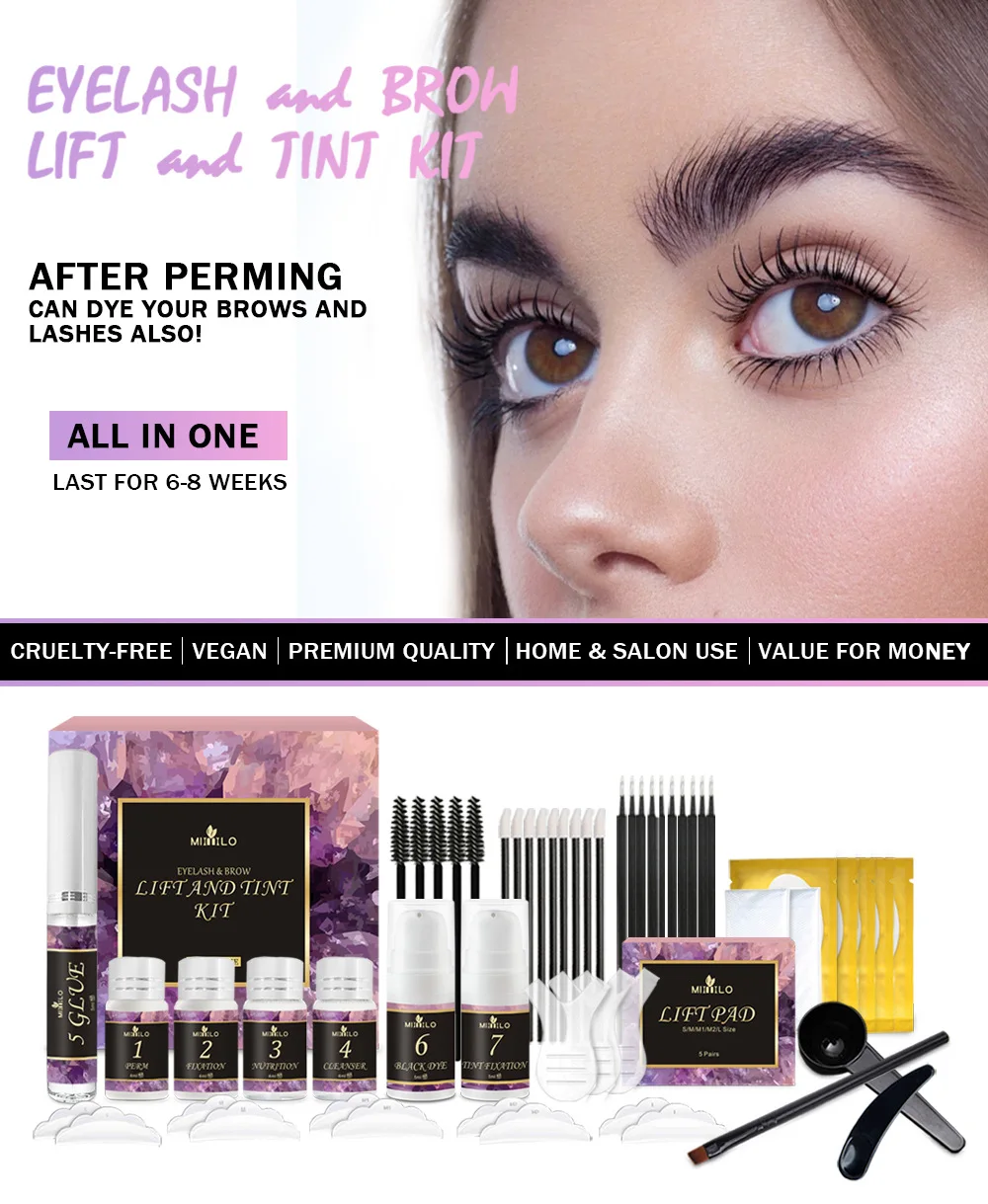 

New Dyeing And Perming Two-In-One Box Eyebrow Eyelashes Semi-Permanent Keratin Cold Perm Professional Salon Set Female Makeup