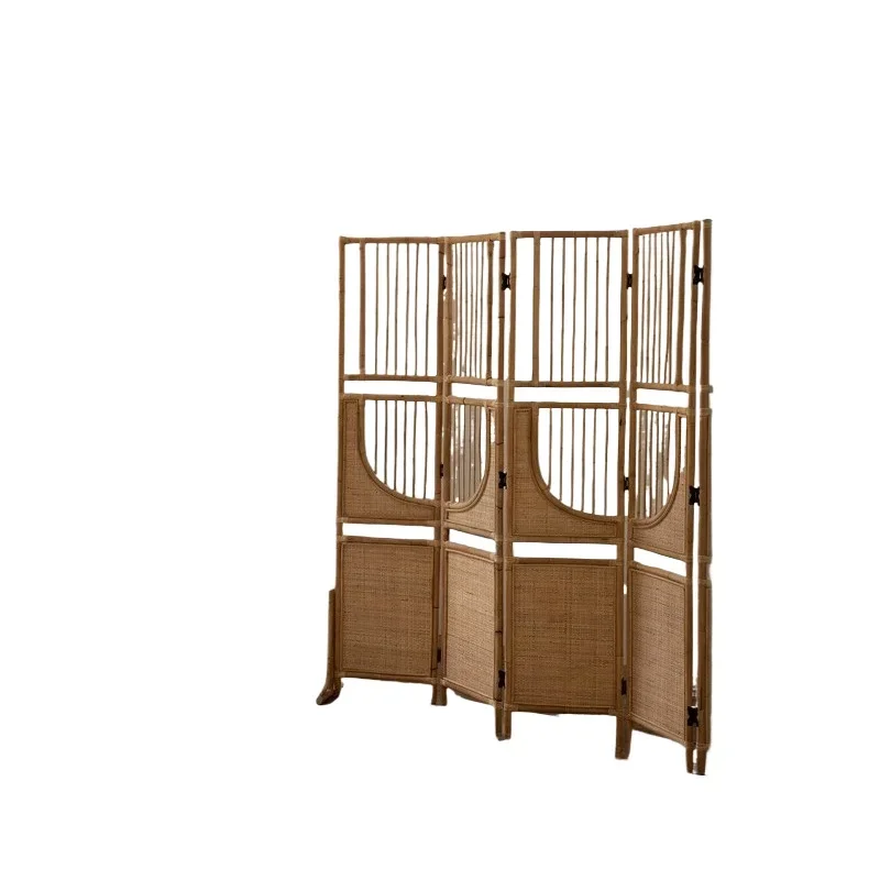 

Wabi-sabi rattan screen, foldable room partition hotel homestay tea room folding screen