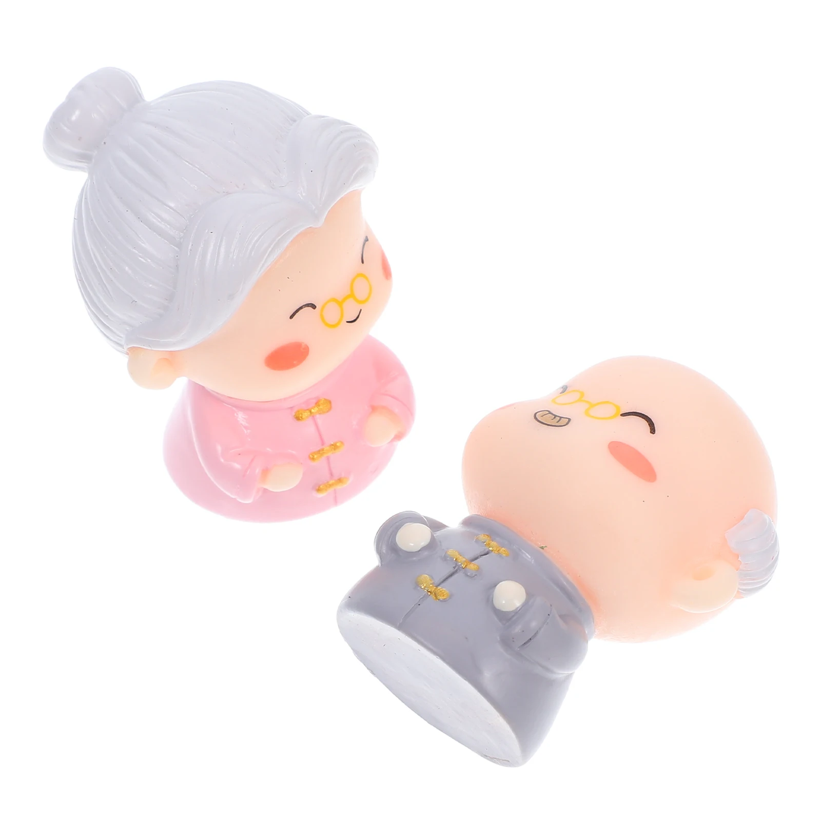 

2 Pcs Cake Decoration Elderly Couple Figurine Statue Topper Wedding Anniversary Birthday Miniature Figurines Home Decor
