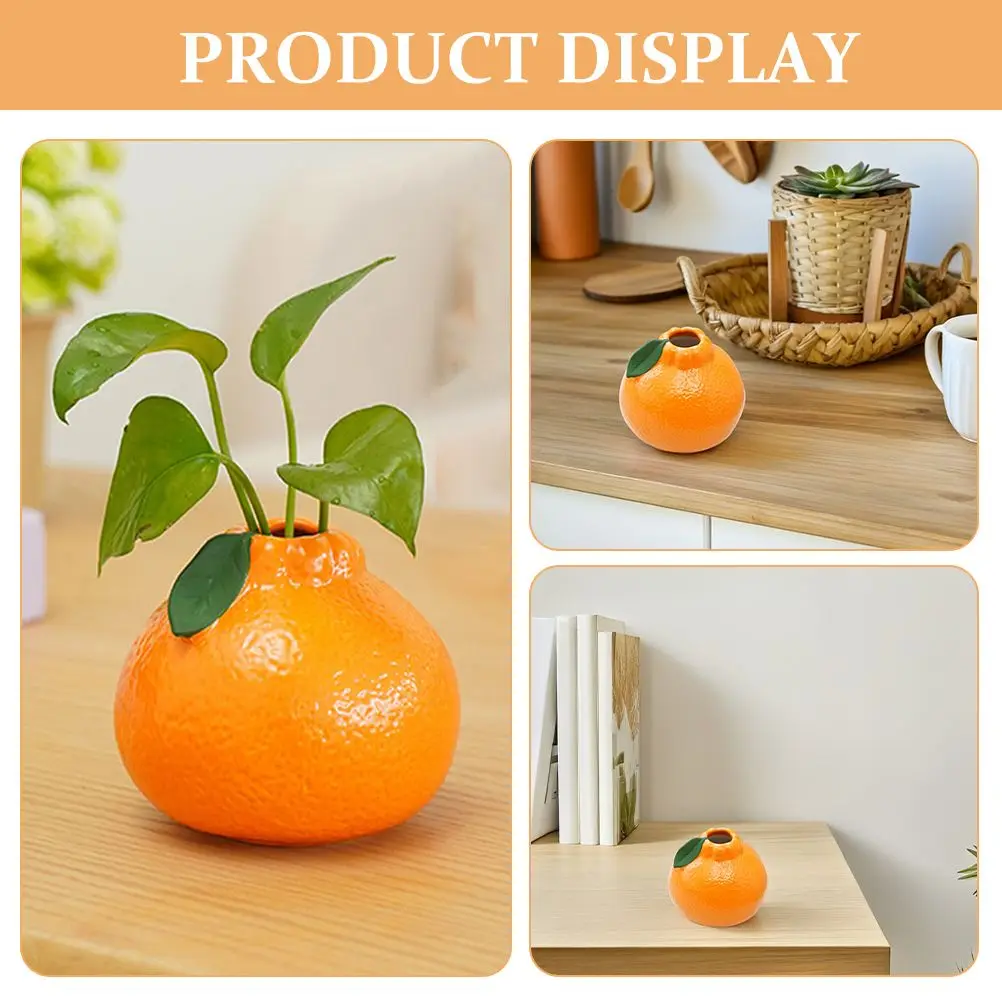 مزهرية زهور على شكل برتقالي إبداعي للنباتات المائية والزهور الخضراء والزهور الطازجة ديكور المنزل مزهرية لسطح المكتب لمزهرية غرفة المعيشة #3