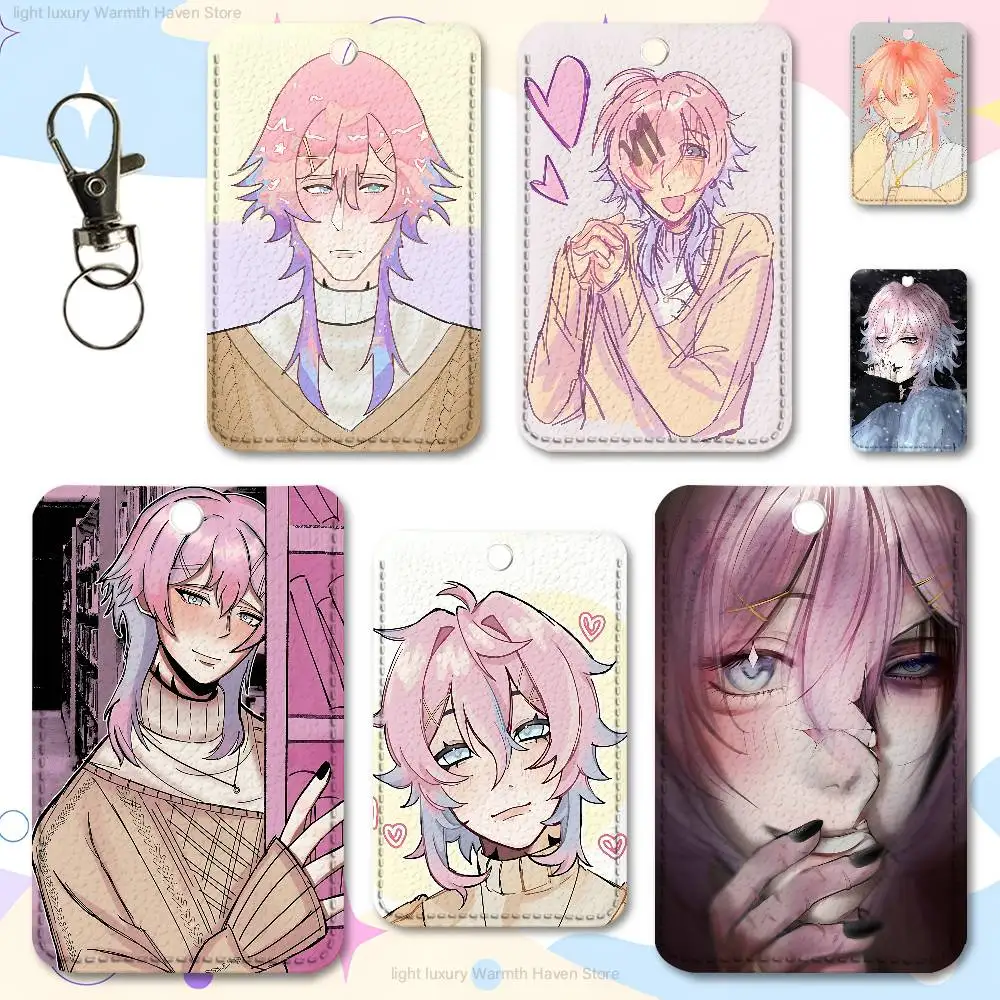 

Ren 14 Days With You Key Tag Ring Leather Card Holder Key Ring Rectangle Access Card Holder