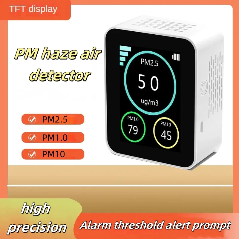 

3-in-1 Air Quality Monitor PM Haze Particle Monitor Support Monitoring PM2.5, PM1.0, PM10 Alarm Prompt Time Record