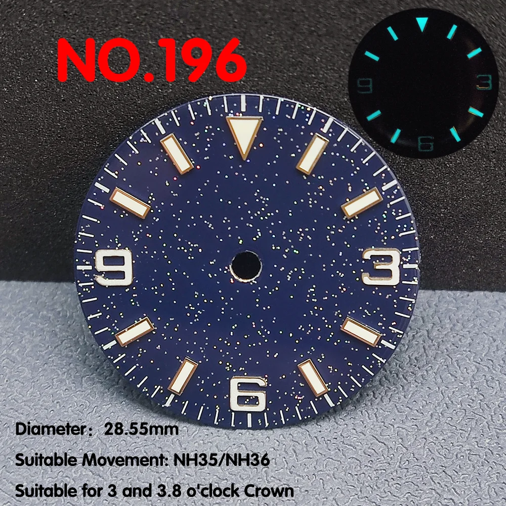 Star embellishment watch dial single calendar luminous watch dial suitable for NH35/NH36 movement watch replacement accessories