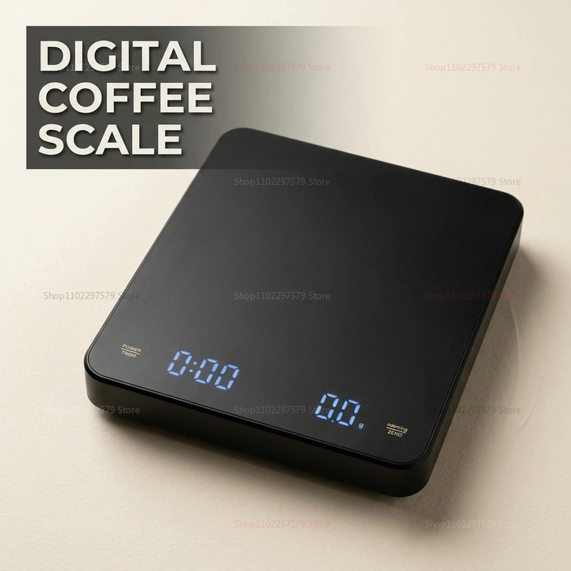 Digital Espresso Coffee Scale High Precision LCD Display Pour Over Drip Brew Weight Gauge Auto Off for Barista Home Kitchen