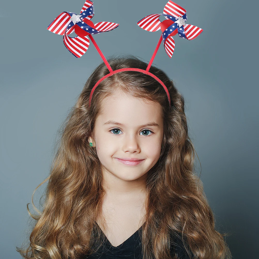 

2Pcs Windmill Headb s Independence Day Party Plastic Hoop Hair Accessories Durable Lifelike Prom Photos Props Novel Design