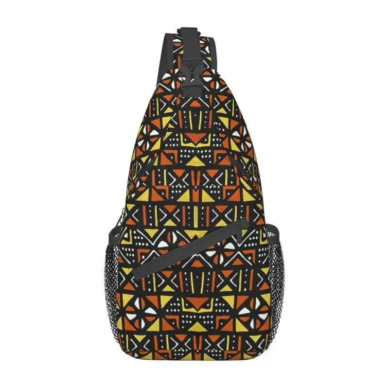 

Bogolan Mudcloth African Pattern Sling Crossbody Chest Bag Casual Africa Ethnic Tribal Art Shoulder Backpack for Camping Biking