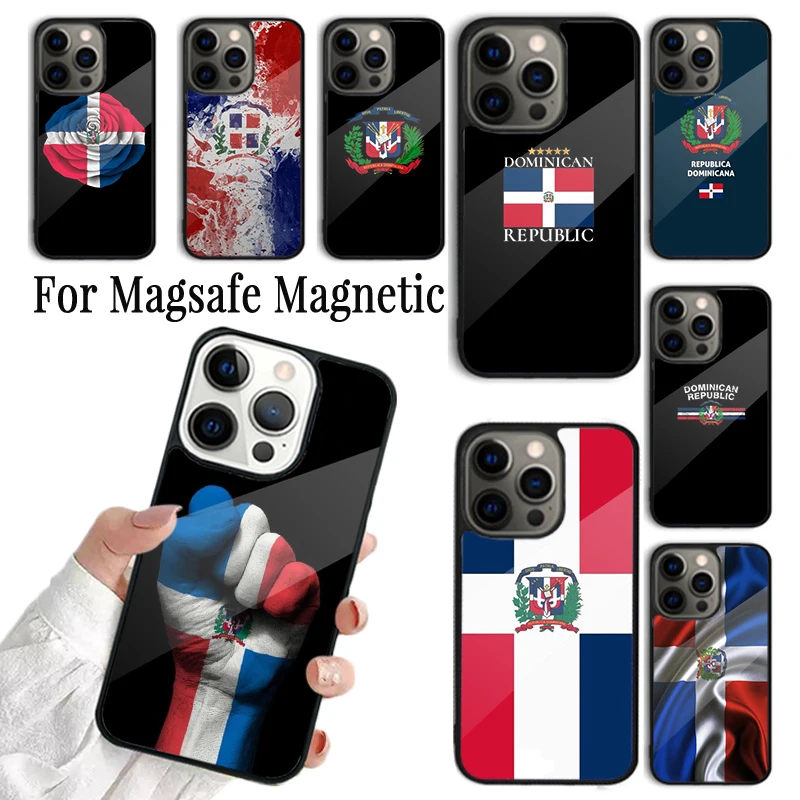 Phone Case For iPhone 16 15 14 13 12 11 Pro Max Plus Magsafe Magnetic Wireless Charging Cover Dominican Republic Coat Of Arms