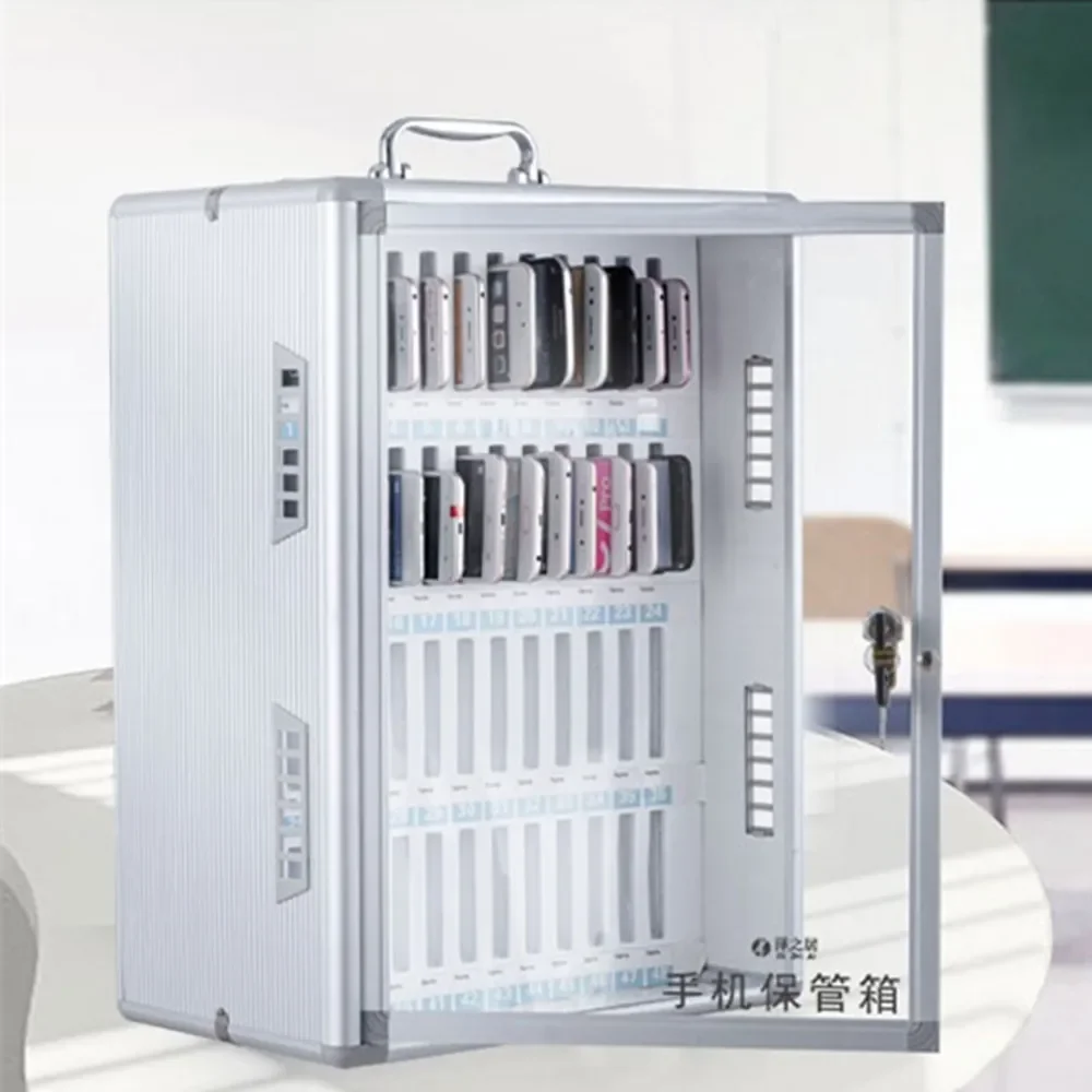 Portable Suitcase Mobile Phone Custody Safe Deposit Box Wall Mounted Cell  Storage Aluminum Alloy Cabinet Locker Lock 36 Slots