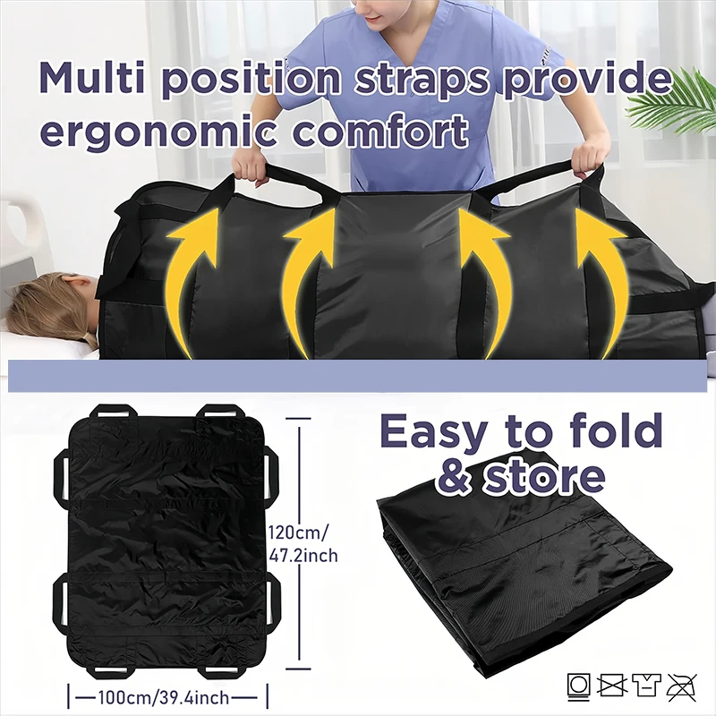 Positioning Bed Pad with Handles Multipurpose Patient Transfer Sheet Aid Assistant for Body Lifting Turning Repositioning