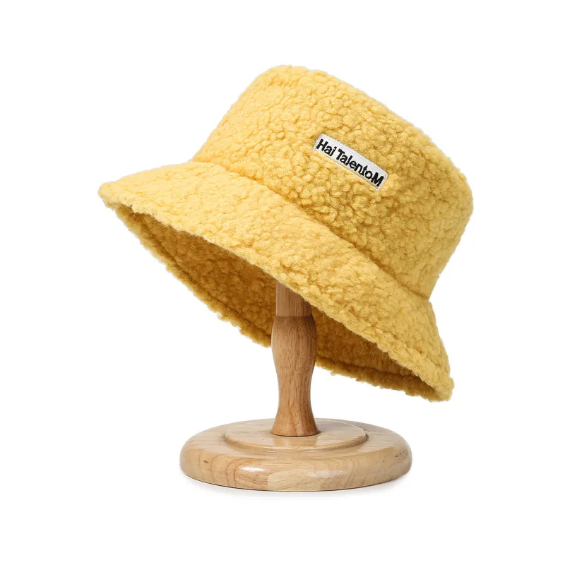 Faux Fur Winter Bucket Hat for Women Girl Fashion Solid Thickened Soft Warm Fishing Cap Outdoor Lady Plush Fluffy Panama 2020