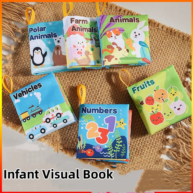 Visual Stimulus Cloth Book Montessori Early Educational Toys Kids Cartoon Toddlers Activity Fabric Books For Babies Gift