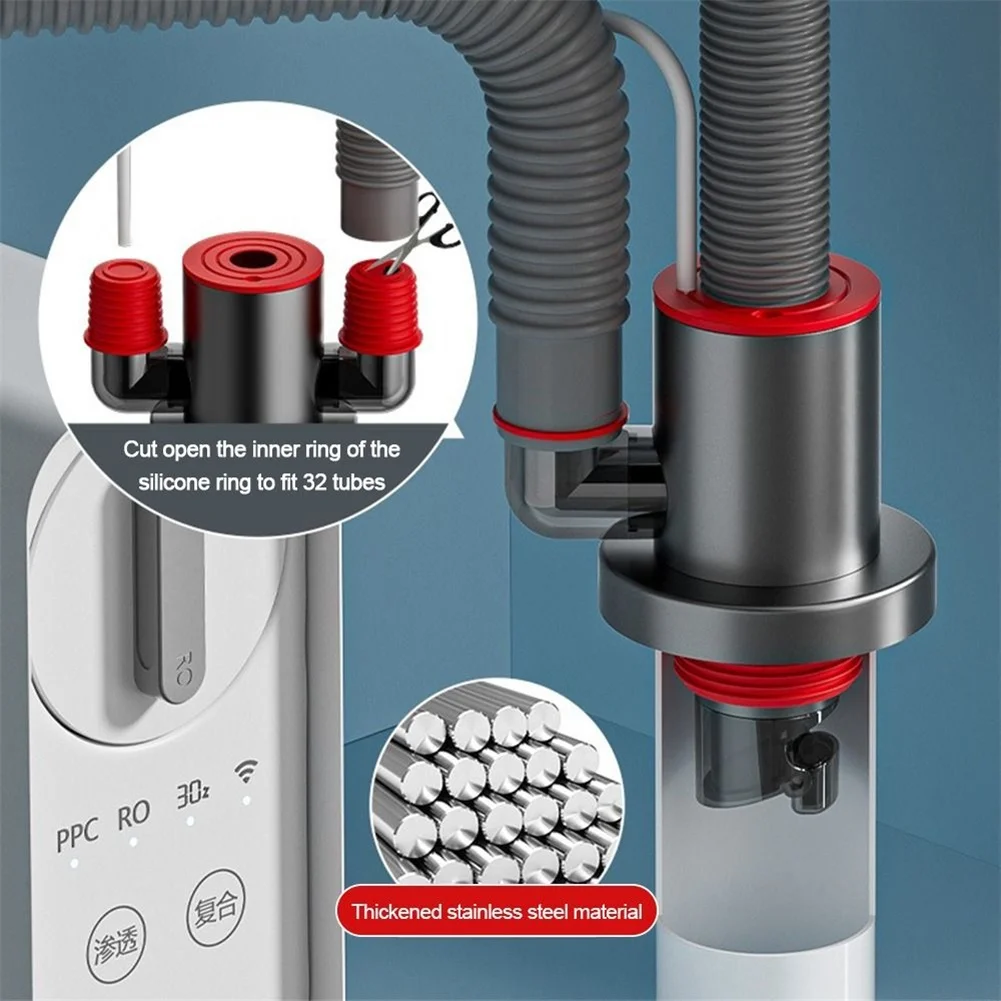 Kitchen Drain Pipe Tee Fitting in Stainless Steel with Anti Smell Gravity Seal and 360 Degree Rotatable Design