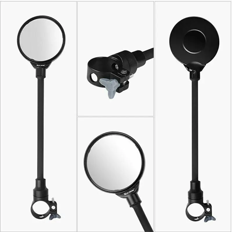 2PCS Long Bicycle Rearview Handlebar Mirrors 360° For Mountain Road Bike Motorcycle Bendable Hose Adjustable Rearview Mirror