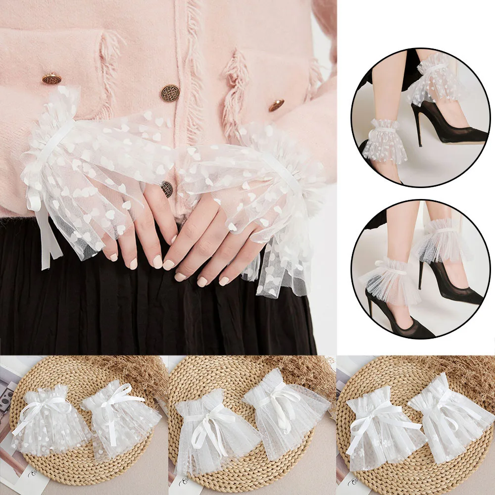 

Lace Fake Sleeves Horn Winkle Gloves Arm Cover Scar Cover Ruffles Elbow Sleeve Detachable Sleeve Cuffs Fake Sleeve Arm Cuffs