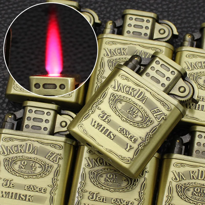 Personalized Relief Pattern Inflatable Lighter, Metal Windproof Visible Gas Chamber Cigarette Lighter, Smoking Accessory