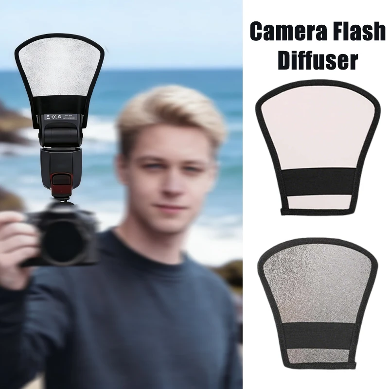 Riflettore Universale per Flash Fotografico, Diffusore Bifacciale Argento-Bianco, Softbox Portatile per Canon Sony Speedlite