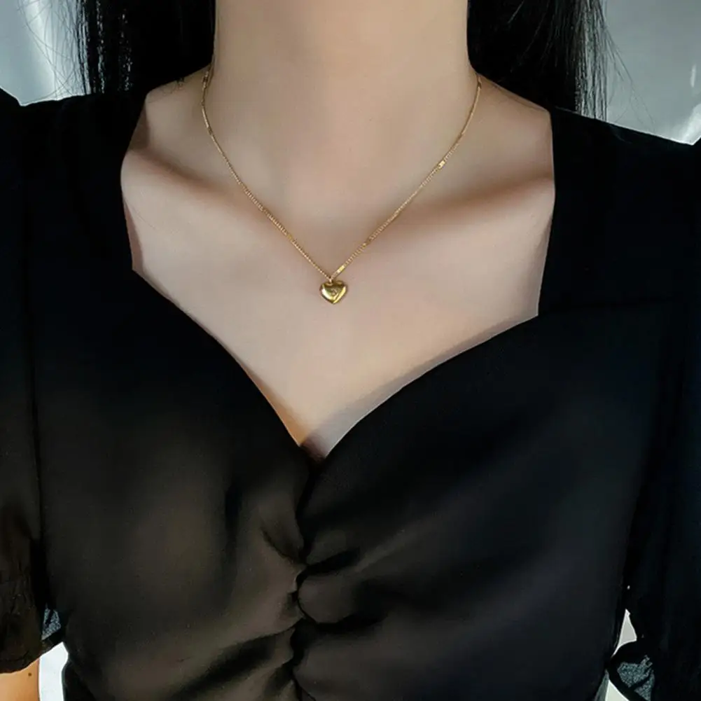 Adjustable Chain Necklace Gold Plated Heart Necklace for Women Love Pendant Jewelry Gift for Wife Girlfriend Mother for Men