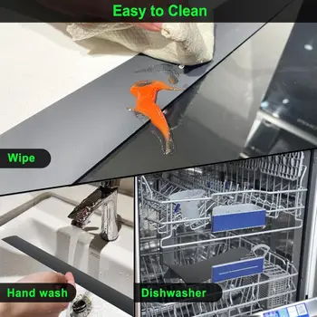 2 balení silikonových krytů na sporák, kuchyňských podložek, žáruvzdorných, ochranných podložek na plynový sporák, čisticích podložek na mezery, olejotěsných podložek, protiprachových krytů 8 nejlepší prodej kryt mezery sporáku - №3