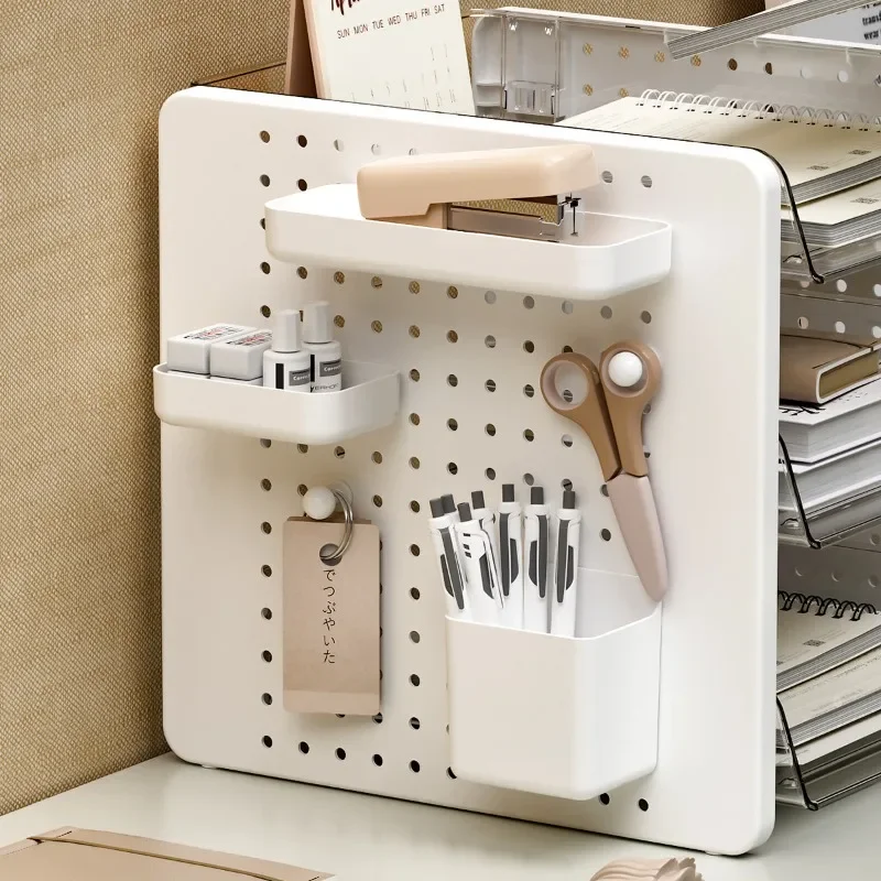 Desktop hole board storage box, stationery and cosmetics rack, desk office workstation artifact, document sorting rack
