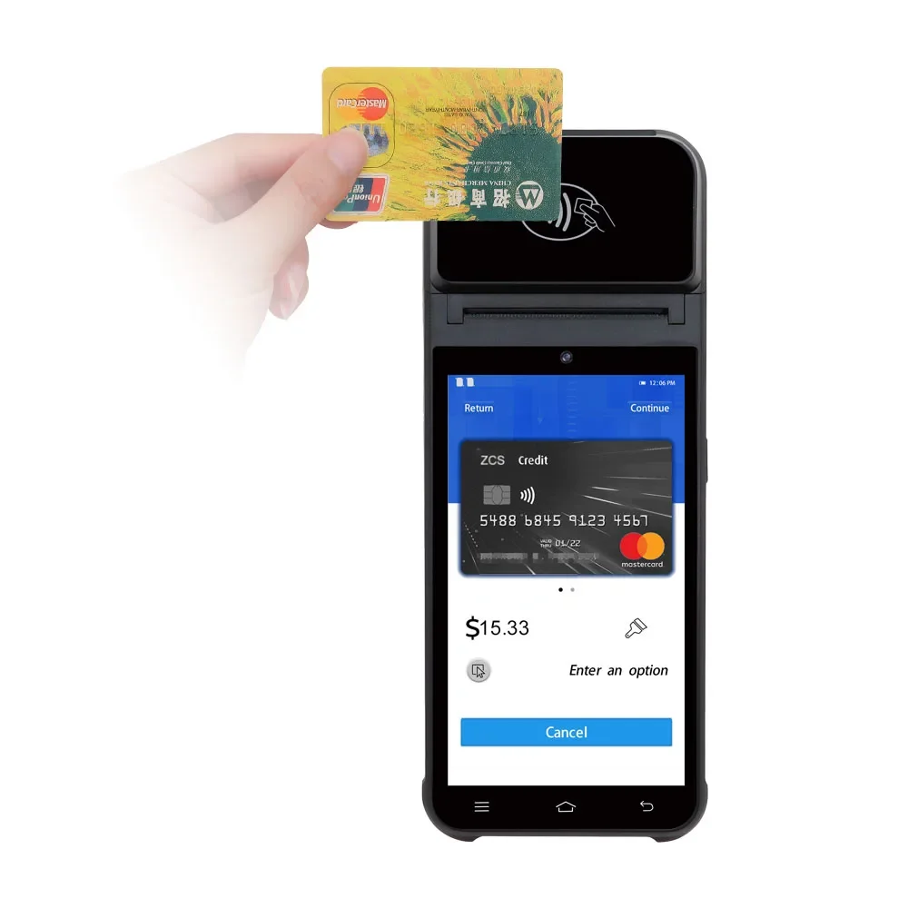 

In stock ZCS Z92 Android OS Handheld POS Machine Device with 58mm Thermal Printer